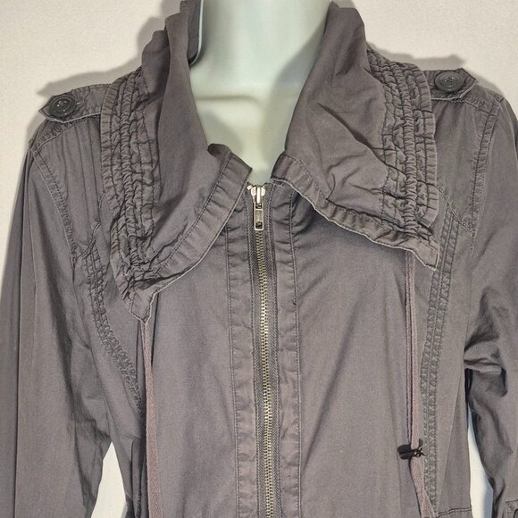 DECREE lightweight utility jacket. Green, zippered front, flip up collar, XL - Picture 3 of 16